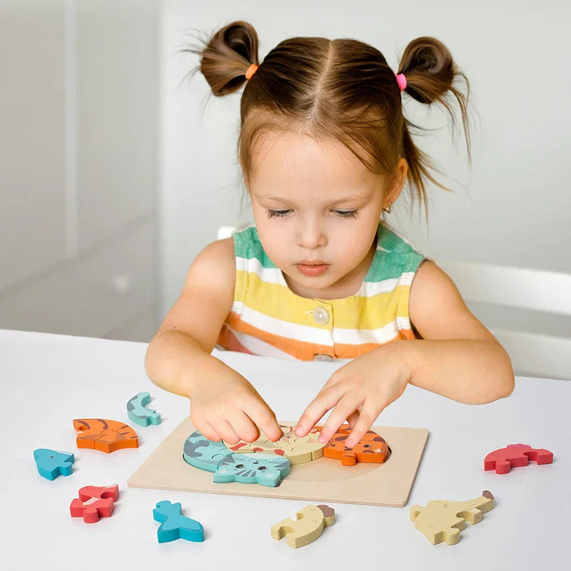 CleverCub Drewniane Puzzle Dla Dzieci – Edukacyjna I Bezpieczna Zabawa Dla 3+ Lat