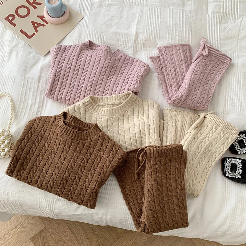 TinyCharm Dzianinowy Komplet Sweter i Spodnie dla Dzieci