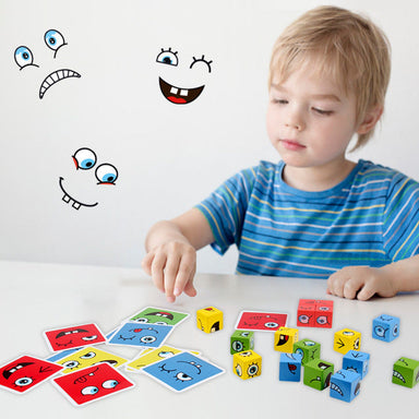 Gra Karciana Montessori - Banjul Ekspresje Twarzy, Rozwój Emocjonalny, Drewno, Wiek 3+-More For Mini