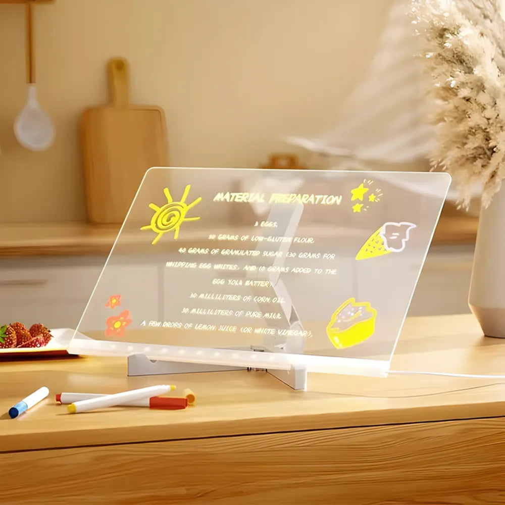 Briluna Studio LumiNote Tablica LED do Rysowania – Wielokrotnego Użytku Akrylowa Tablica do Pisania i Notatek z 7 Kolorami