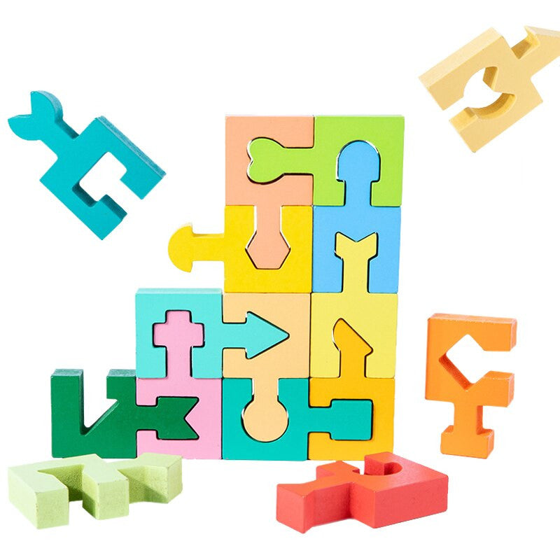 Montessori Puzzle Kształtów dla Maluchów – Drewniana Układanka Wspierająca Motorykę i Rozwój (2-8 lat)