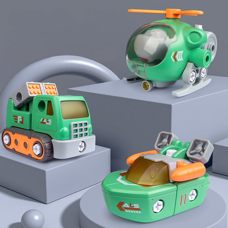 Transformujący Robot Zestaw do Zabawy – 3 w 1 Pojazdy Wojskowe ze Światłem i Dźwiękiem | MechaForge