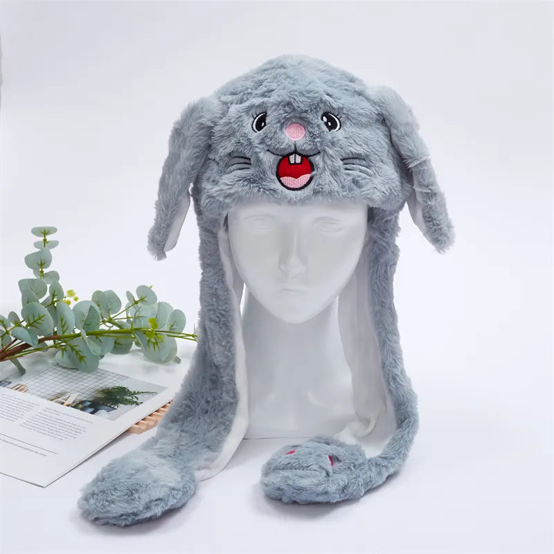 Interaktywna Czapka z Ruchomymi Uszami – Miękka Pluszowa Czapka Zimowa dla Dzieci i Dorosłych | Idealna na Cosplay, Imprezę i Prezent