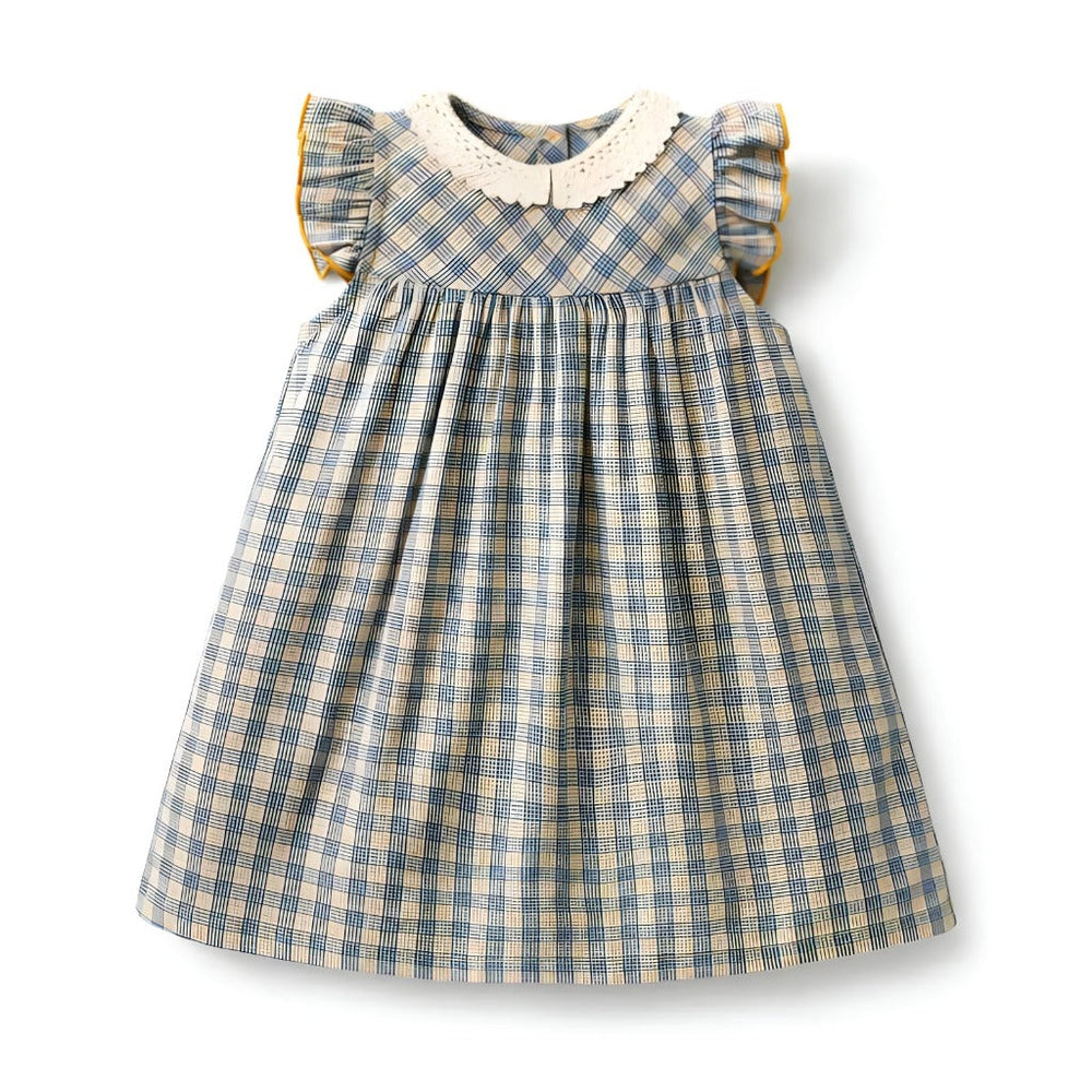 Vintage Kratka Sukienka w Kratę dla Dziewczynki – Casualowy i Ponadczasowy Design