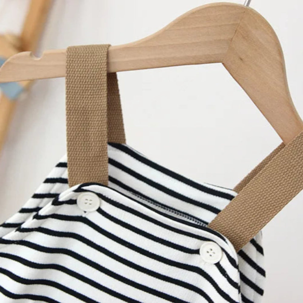 Unisex Pasiasty Boho Ogrodniczki z Detalem Misia
