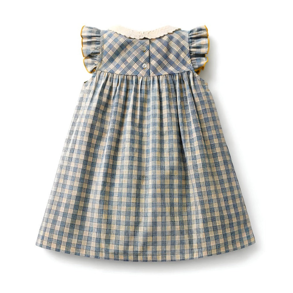 Vintage Kratka Sukienka w Kratę dla Dziewczynki – Casualowy i Ponadczasowy Design