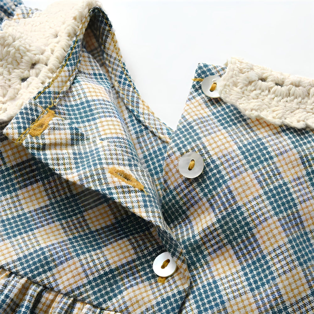 Vintage Kratka Sukienka w Kratę dla Dziewczynki – Casualowy i Ponadczasowy Design