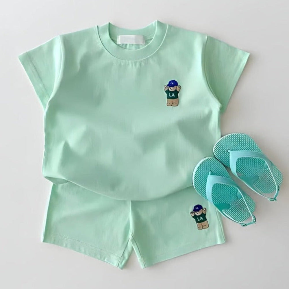 LA Bear 2-Częściowy Zestaw Unisex – T-Shirt i Spodenki z Bawełny Organicznej