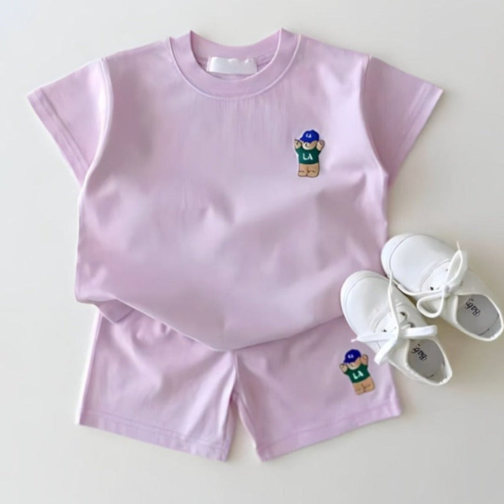 LA Bear 2-Częściowy Zestaw Unisex – T-Shirt i Spodenki z Bawełny Organicznej