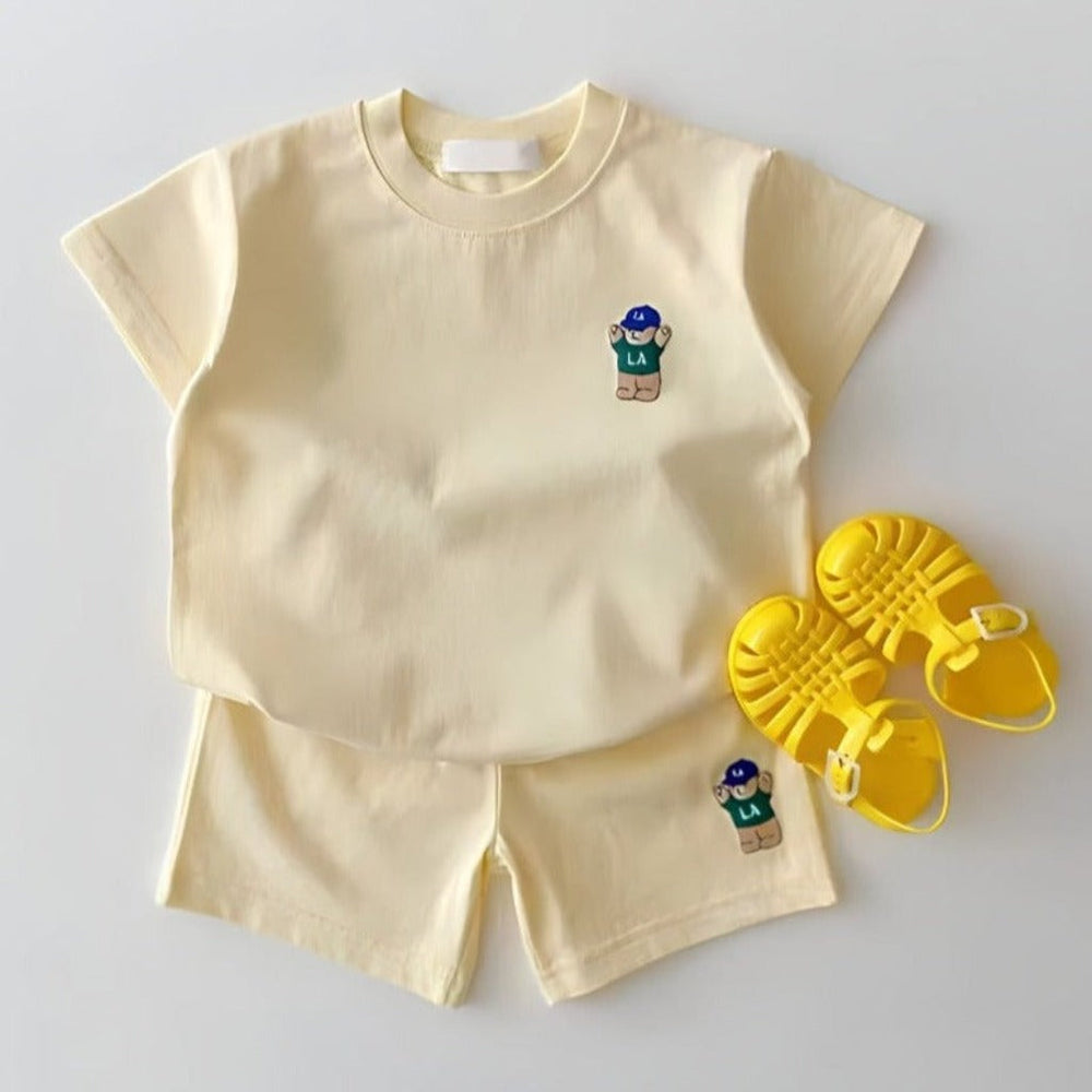 LA Bear 2-Częściowy Zestaw Unisex – T-Shirt i Spodenki z Bawełny Organicznej
