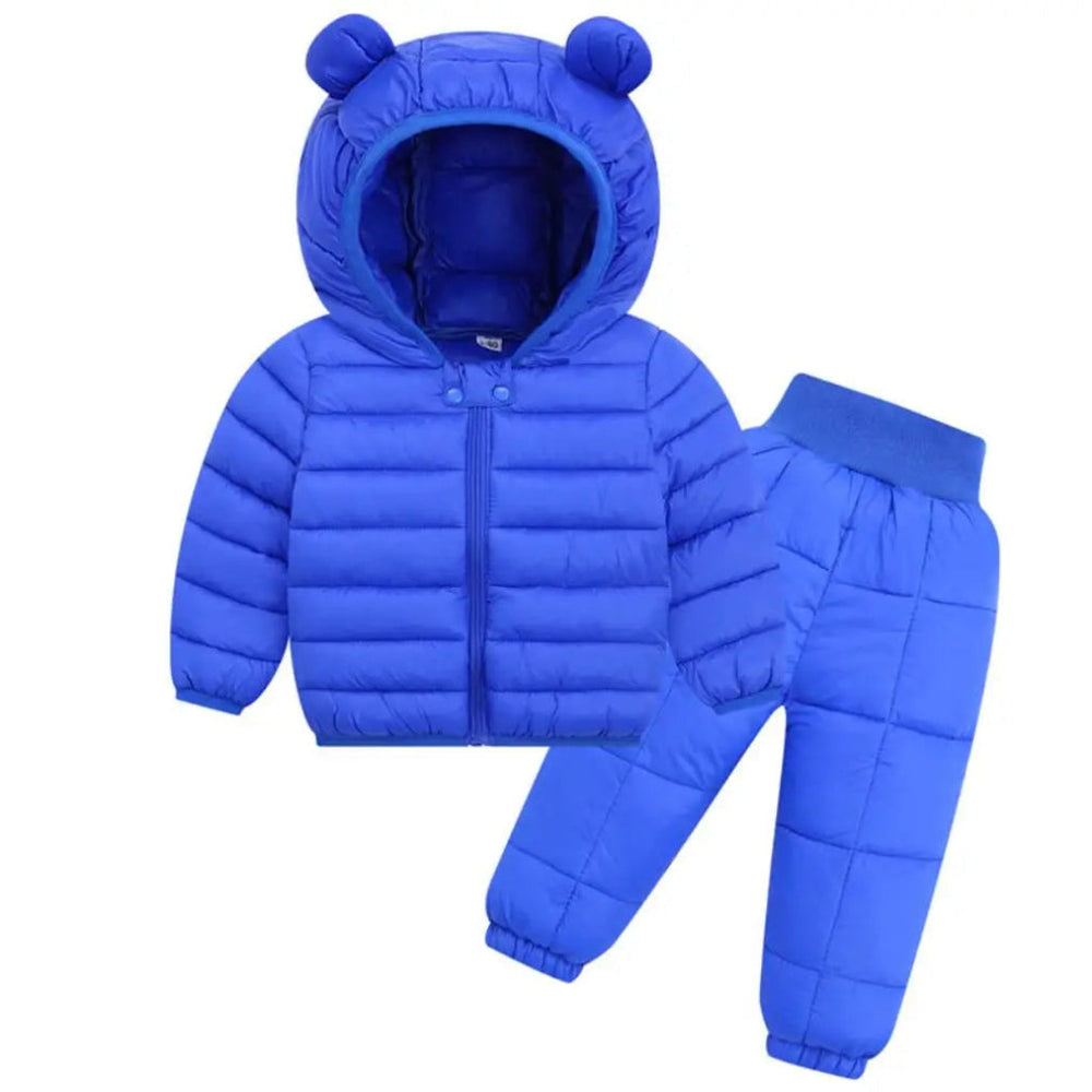 Dziecięca Puchowa Kurtka i Spodnie Unisex z Uszkami (2-częściowy Zestaw)