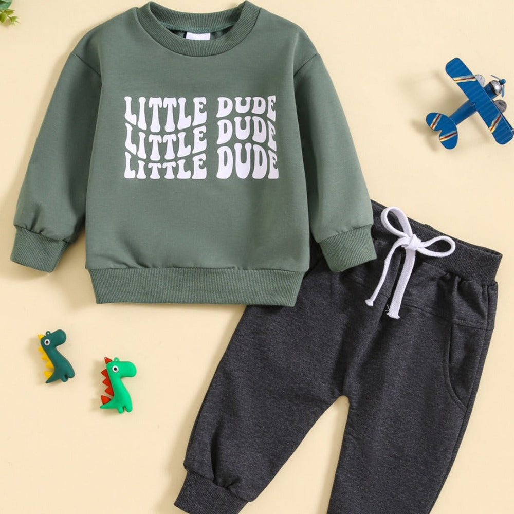Little Dude Zestaw 2-częściowy dla Niemowląt i Maluchów – Wygodna Bluza i Spodnie Dresowe
