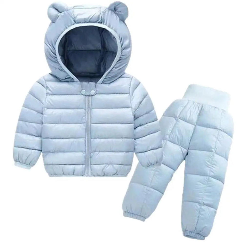 Dziecięca Puchowa Kurtka i Spodnie Unisex z Uszkami (2-częściowy Zestaw)