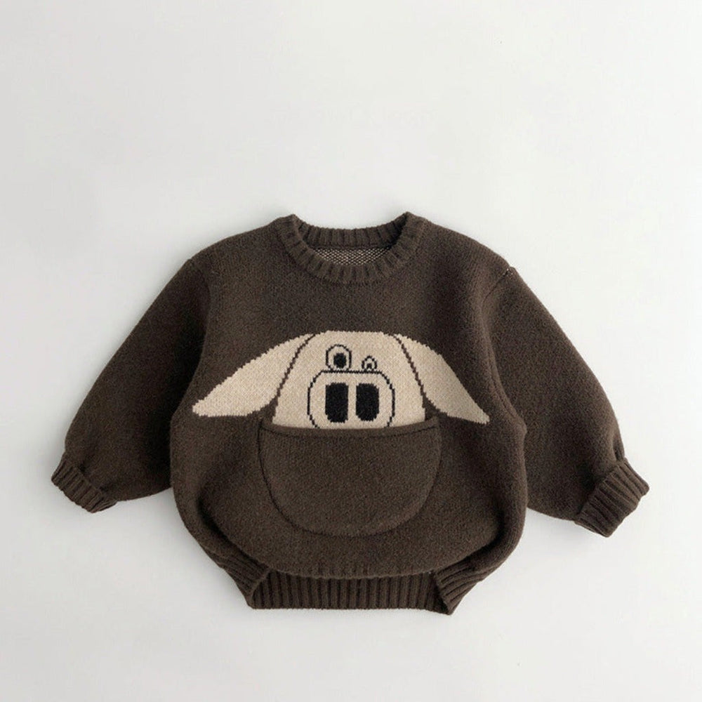 Unisex Dziecięcy Sweter Zimowy ze Zwierzątkami – Ciepły Dziergany Sweterek