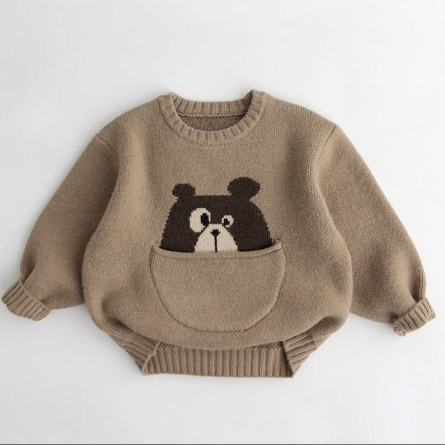 Unisex Dziecięcy Sweter Zimowy ze Zwierzątkami – Ciepły Dziergany Sweterek
