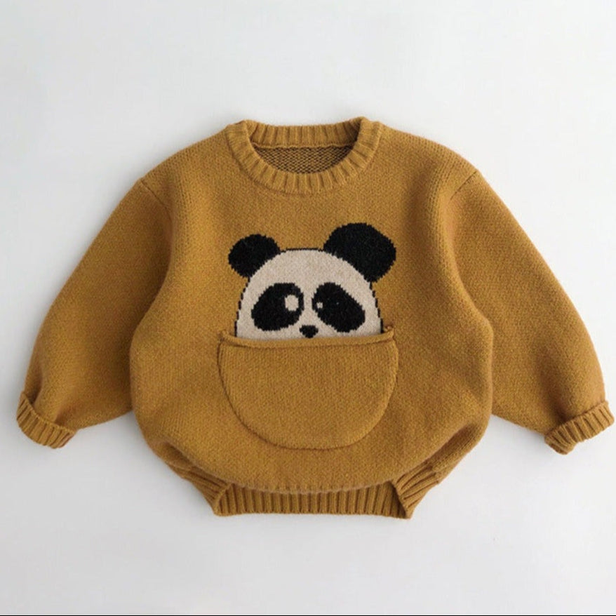 Unisex Dziecięcy Sweter Zimowy ze Zwierzątkami – Ciepły Dziergany Sweterek