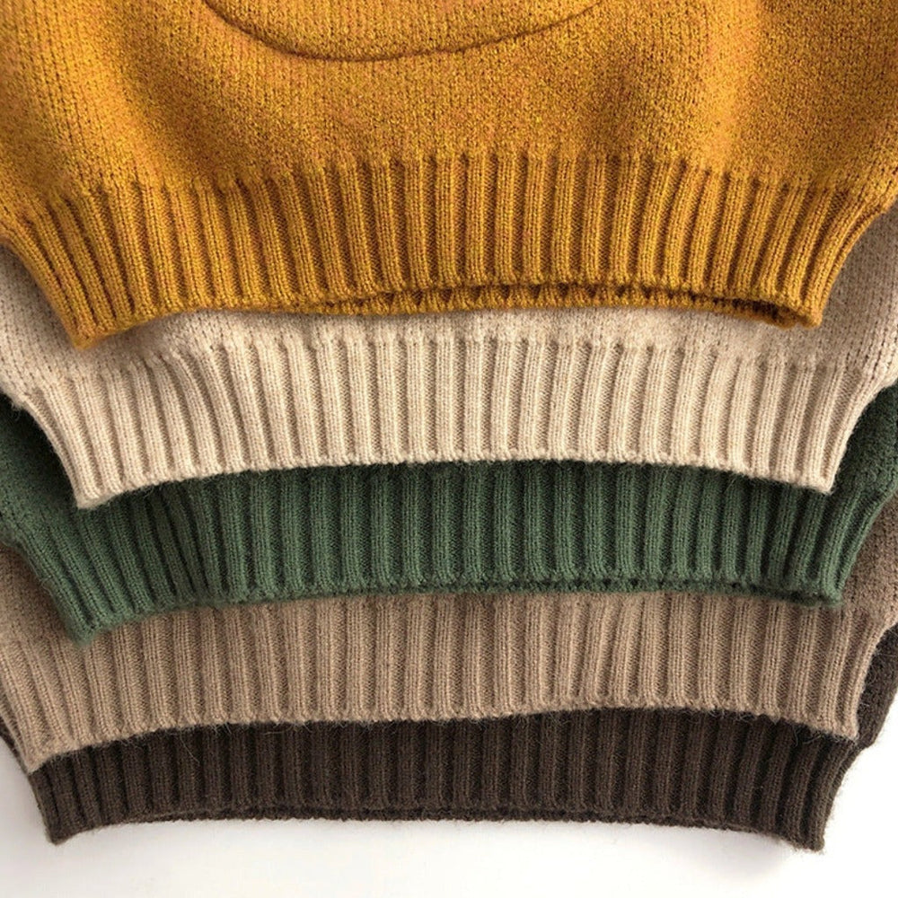 Unisex Dziecięcy Sweter Zimowy ze Zwierzątkami – Ciepły Dziergany Sweterek