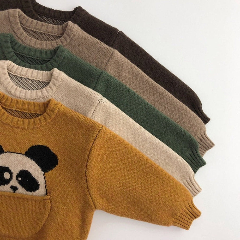 Unisex Dziecięcy Sweter Zimowy ze Zwierzątkami – Ciepły Dziergany Sweterek