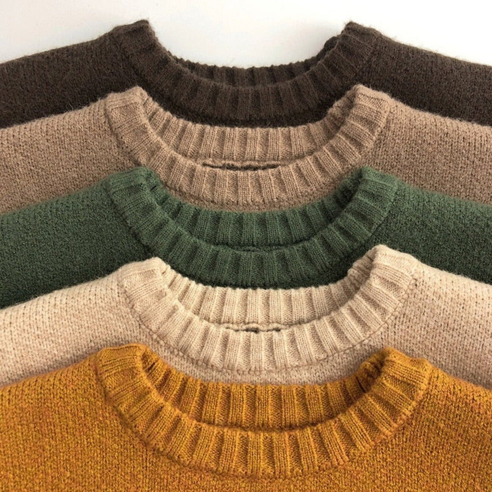 Unisex Dziecięcy Sweter Zimowy ze Zwierzątkami – Ciepły Dziergany Sweterek