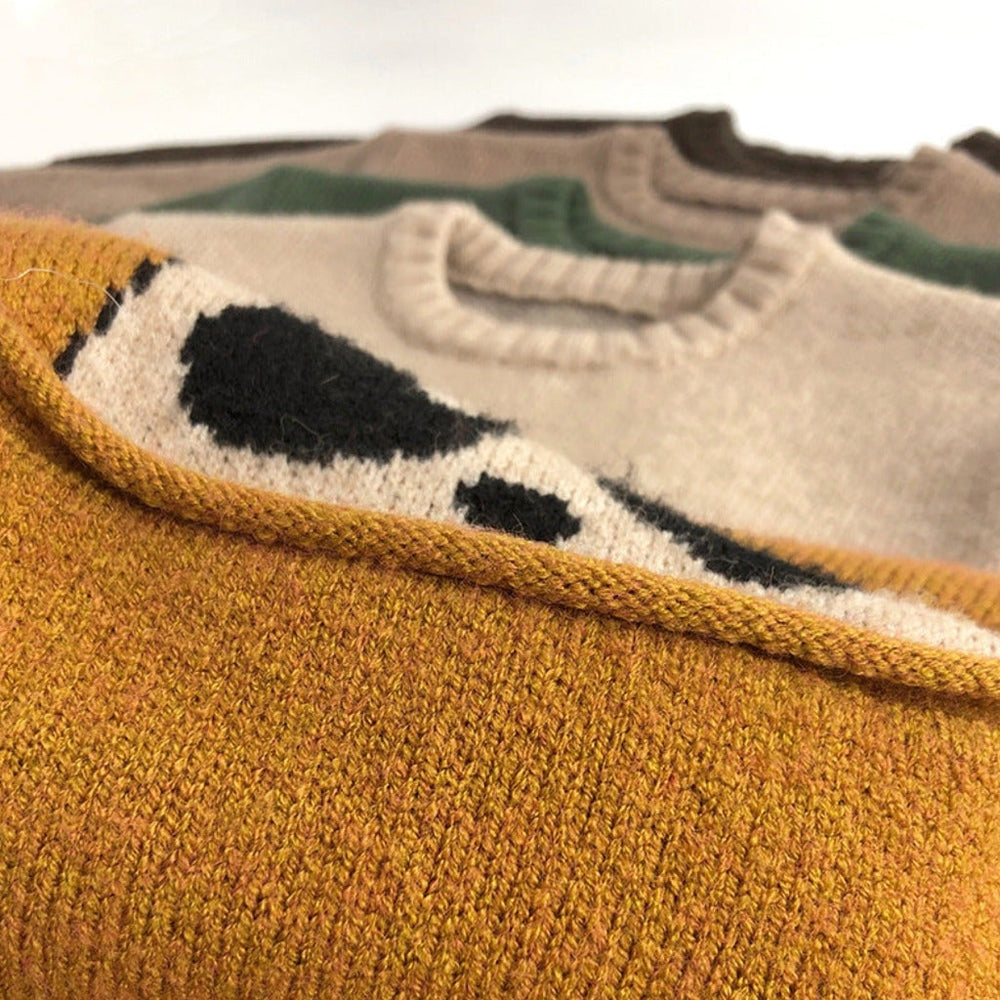 Unisex Dziecięcy Sweter Zimowy ze Zwierzątkami – Ciepły Dziergany Sweterek
