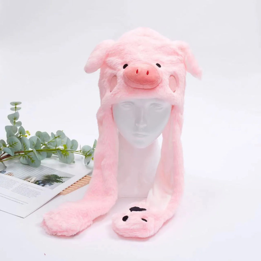 Interaktywna Czapka z Ruchomymi Uszami – Miękka Pluszowa Czapka Zimowa dla Dzieci i Dorosłych | Idealna na Cosplay, Imprezę i Prezent