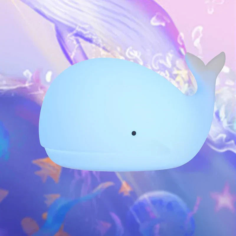 GlowWhale Lampka Nocna Wieloryb – Uspokajające LED do Pokoju Dziecięcego