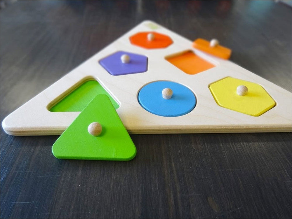 GeoPlay Shapes Drewniane Puzzle Geometryczne – Zabawka Edukacyjna dla Dzieci 3+