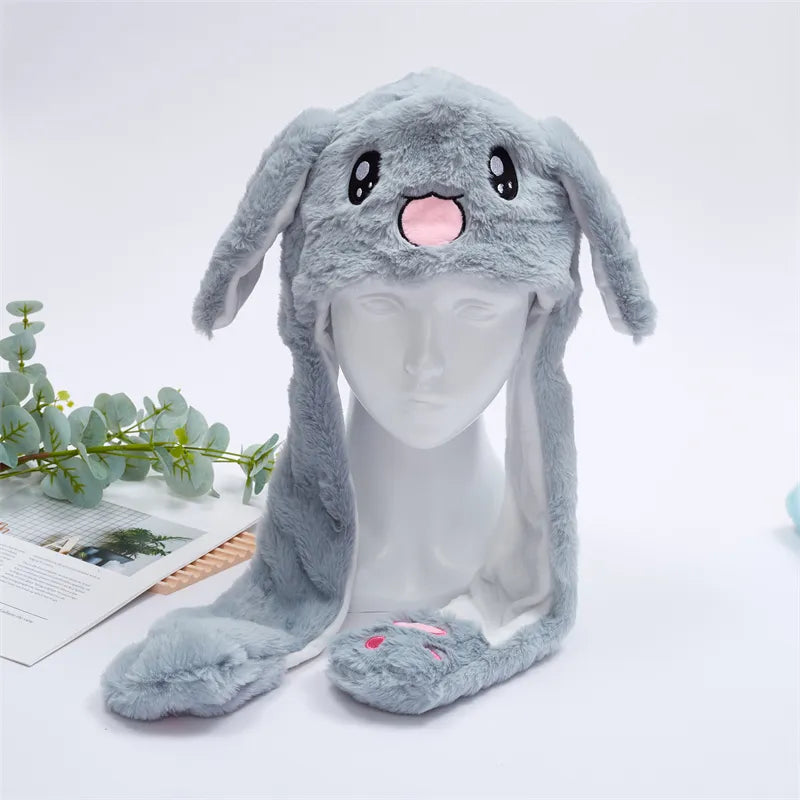 Interaktywna Czapka z Ruchomymi Uszami – Miękka Pluszowa Czapka Zimowa dla Dzieci i Dorosłych | Idealna na Cosplay, Imprezę i Prezent