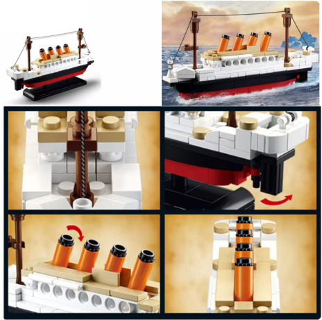 Zestaw Klocków Titanic 194 Elementy – Zabawka Statek Dla Dzieci 6+