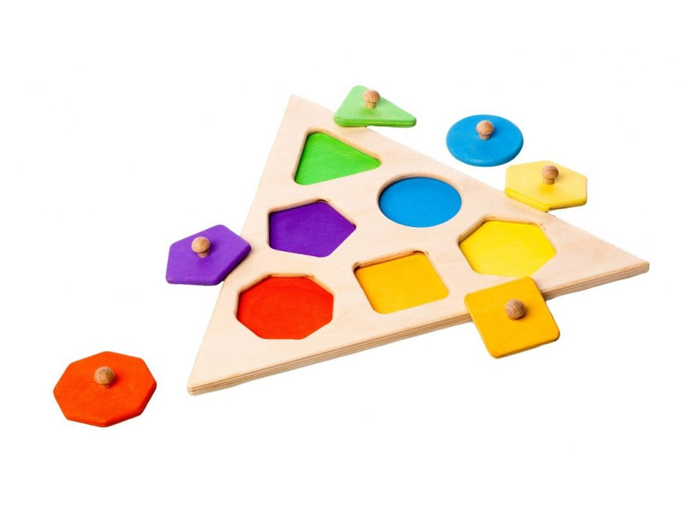 GeoPlay Shapes Drewniane Puzzle Geometryczne – Zabawka Edukacyjna dla Dzieci 3+