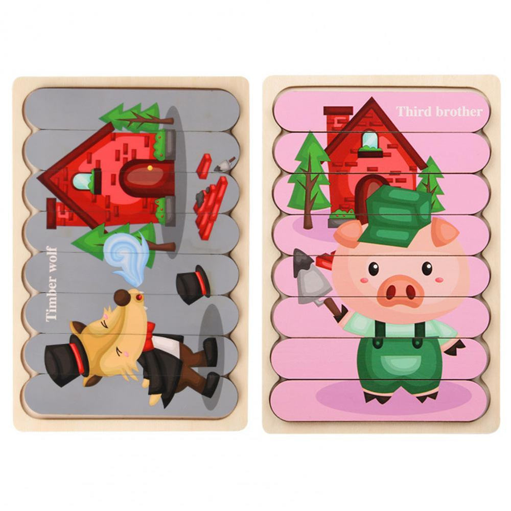 Drewniane Puzzle 3D ze Zwierzętami dla Dzieci – Dwustronna Edukacyjna Zabawka Rozwijająca Motorykę i Funkcje Poznawcze (3+)