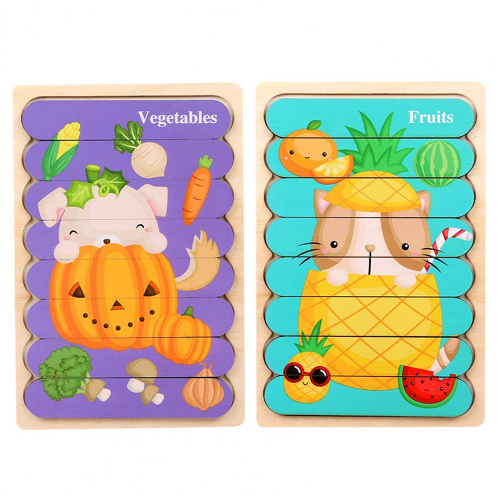 Drewniane Puzzle 3D ze Zwierzętami dla Dzieci – Dwustronna Edukacyjna Zabawka Rozwijająca Motorykę i Funkcje Poznawcze (3+)